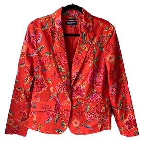 Jones New York Signature Orange Floral Blazer, Size 16
